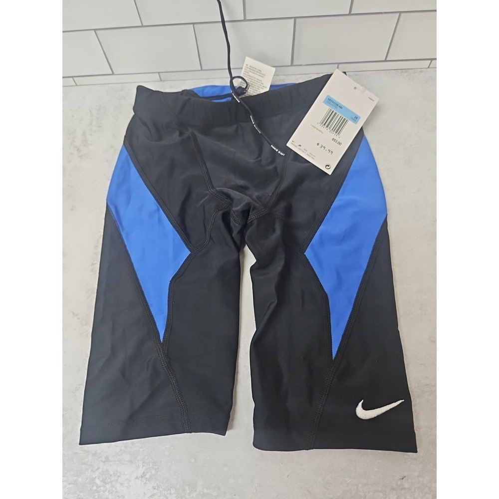 NWT Nike Men's Swim Jammer Swim Suit Racing Suit Swimwear Black/Blue Size 26